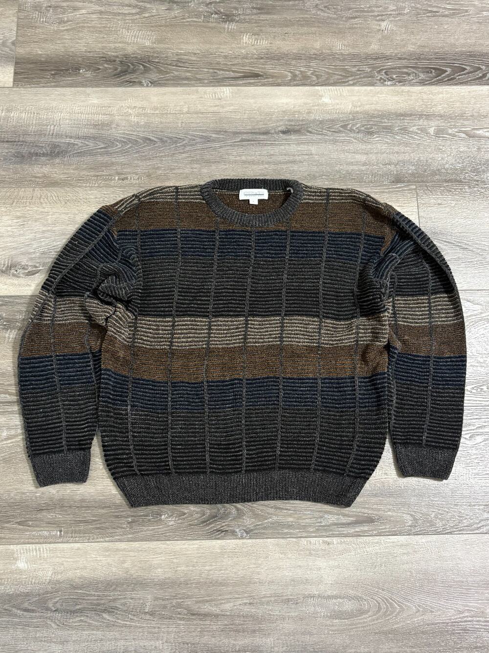 Vintage 90s Joseph & Feiss International Geometric Knit Sweater - Men’s Large